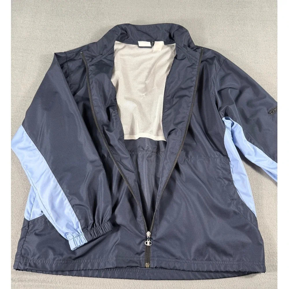 Champion Men XL Track Jacket Navy Blue Full Zip‎ Lightweight Athletic Y2K